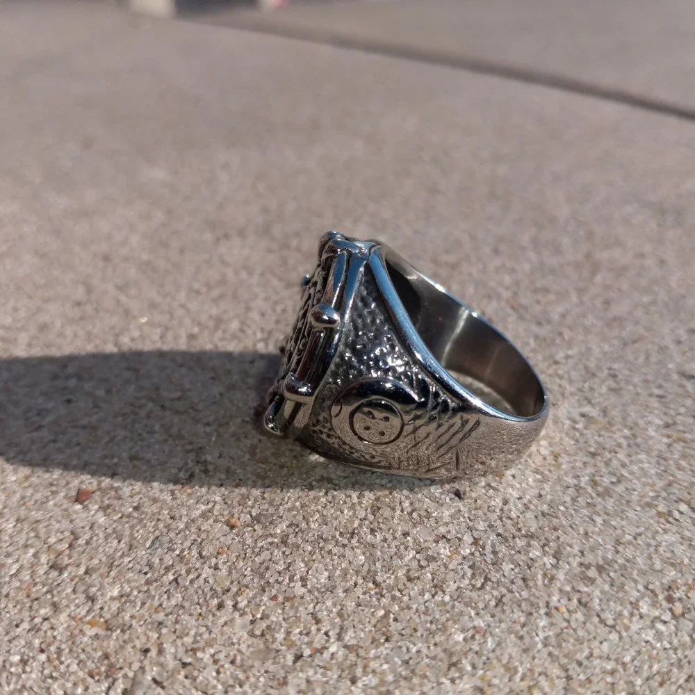 GOTH SHIP WHEEL Mens Stainless Steel Ring  Rudder Seafarer Sz 11.5 US